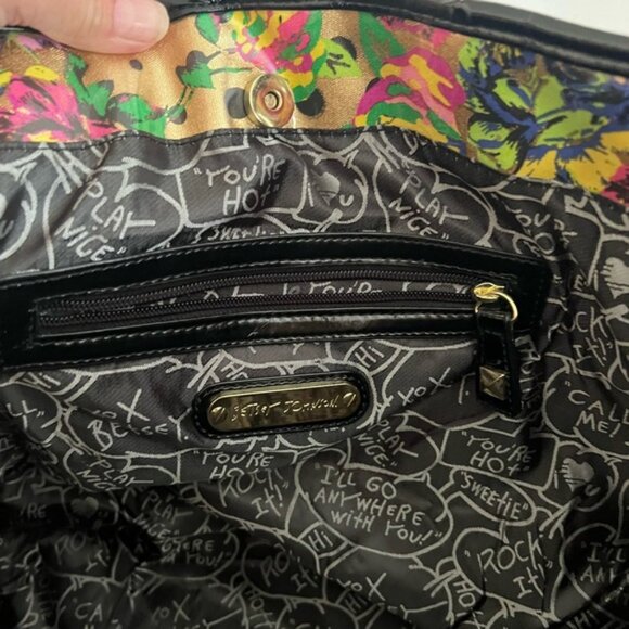 Betsey Johnson Extra Large Tote Bag Gold Floral - Picture 6 of 11